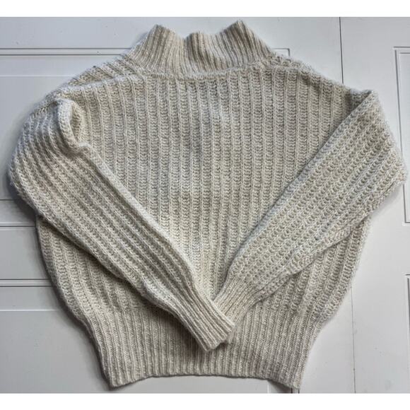 Pilcro Anthropologie Wool Blend Cream Tan V Neck Chunky Crop Sweater Size XS - Picture 5 of 5